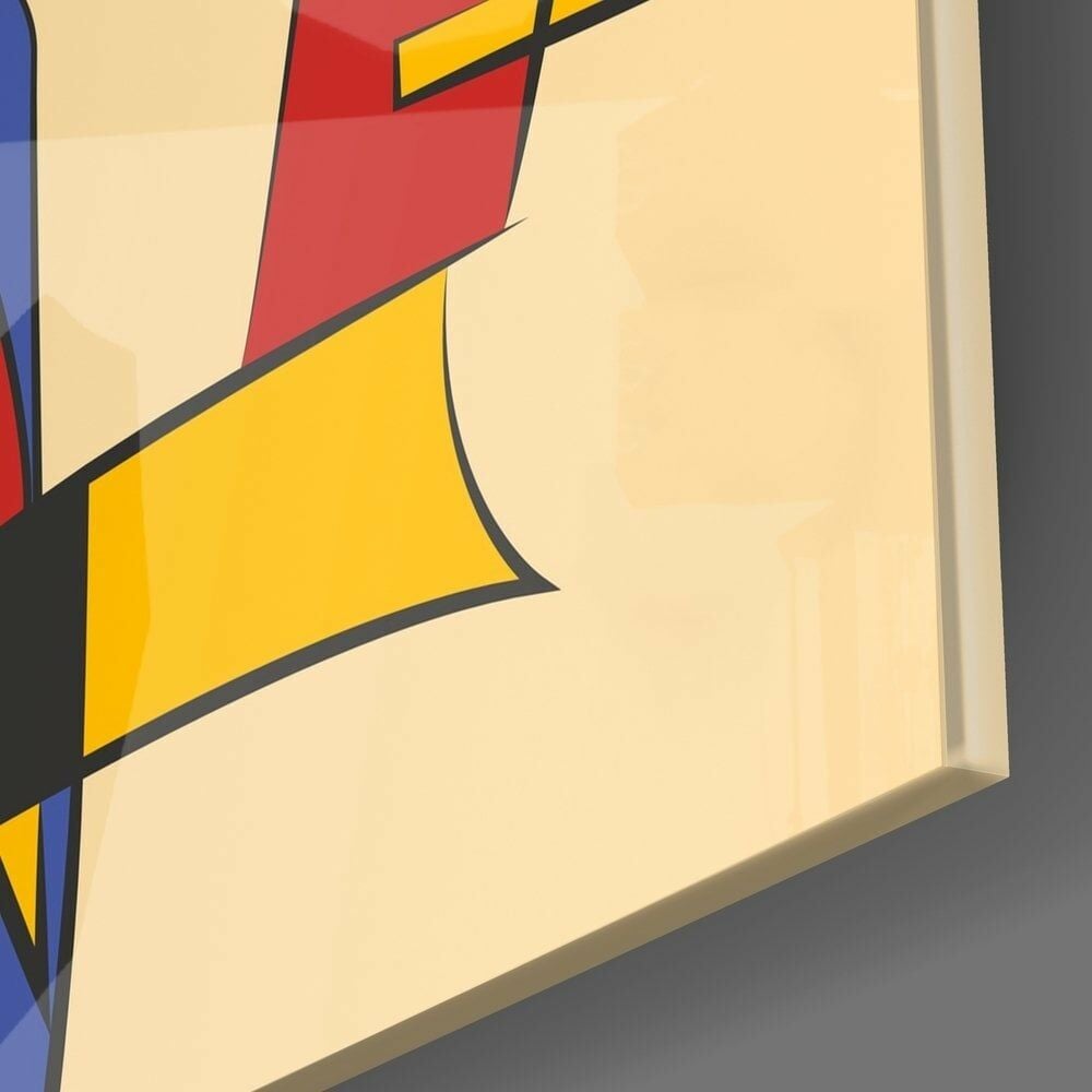 Soyut Çizgiler Cam Tablo