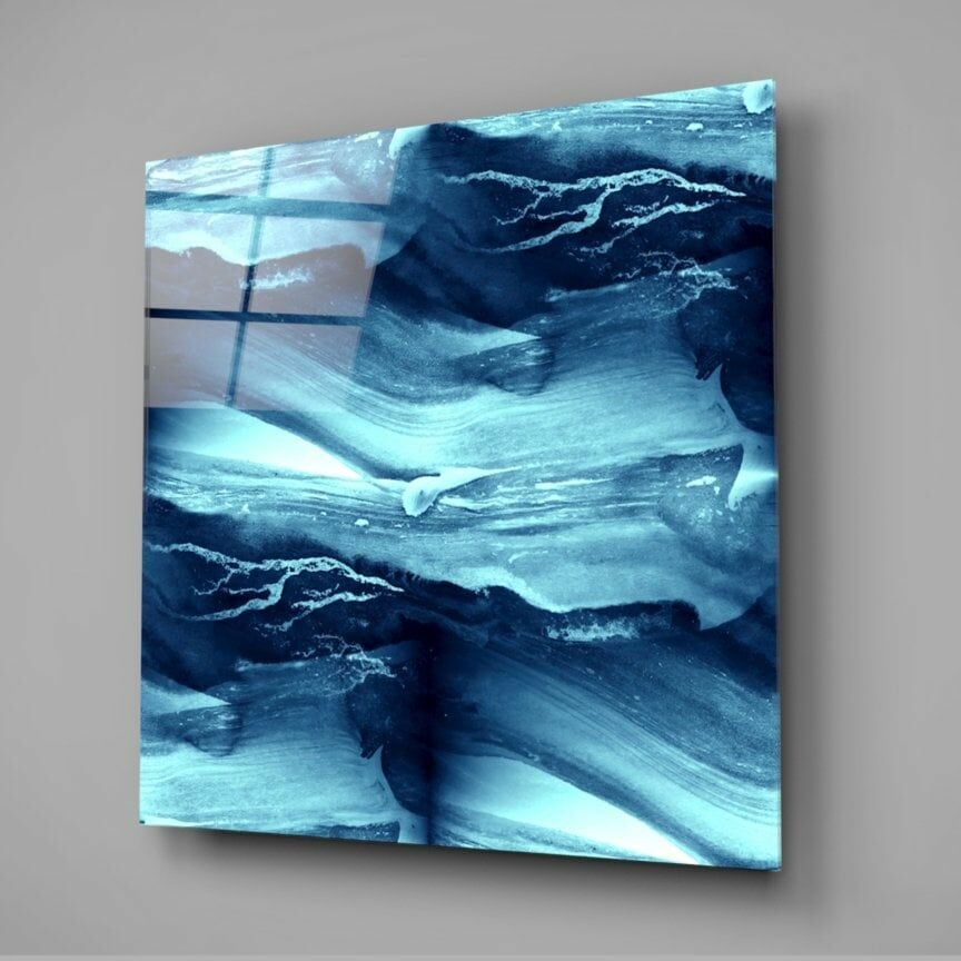 Soyut Dalgalar Cam Tablo