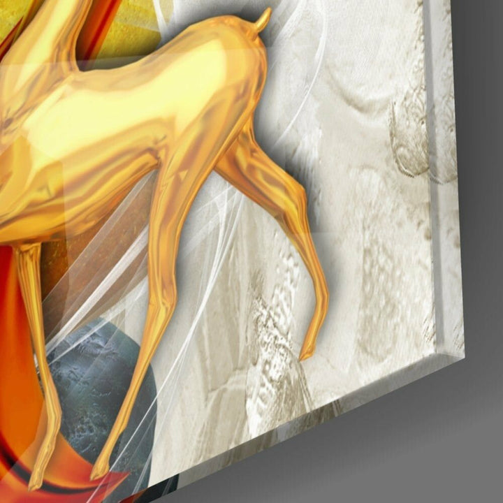 Soyut Geyik Cam Tablo