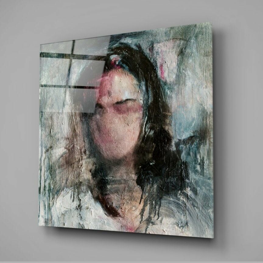 Soyut Kadın Cam Tablo