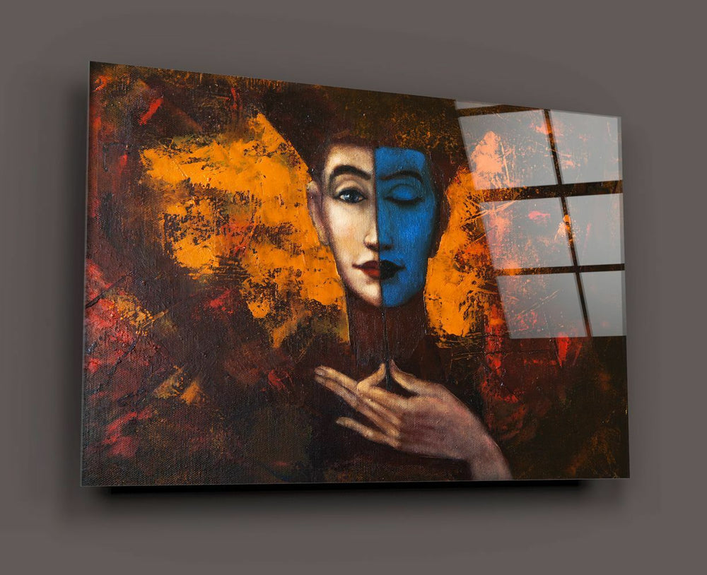 Soyut Kadın Portre Cam Tablo