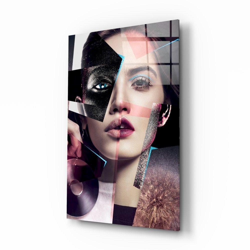 Soyut Kadın Portre Cam Tablo
