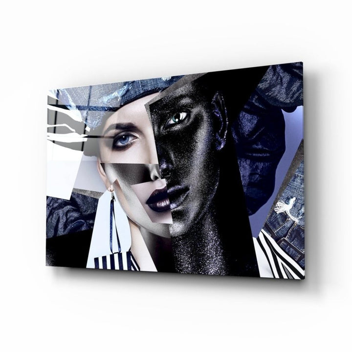 Soyut Kadın Portre Cam Tablo