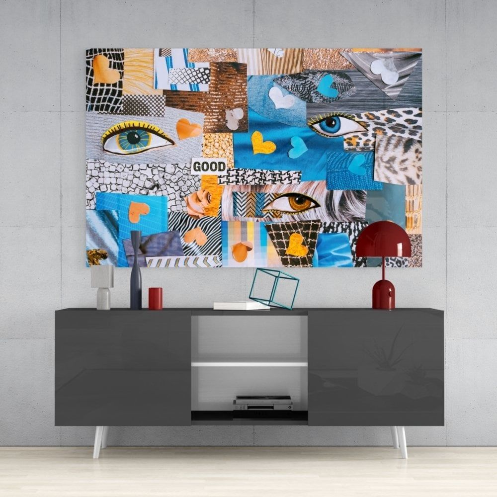 Soyut Karmaşa Cam Tablo