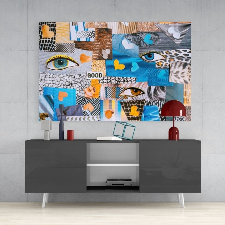 Soyut Karmaşa Cam Tablo