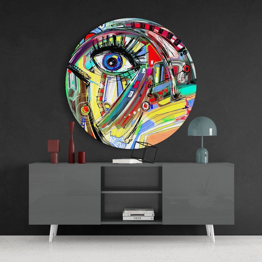 Soyut Karmaşa Cam Tablo