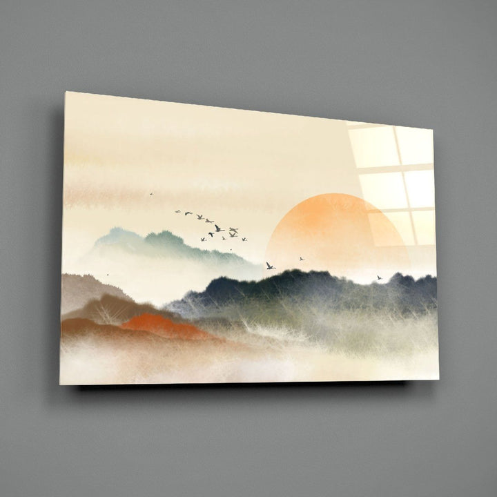 Soyut Manzara Cam Tablo