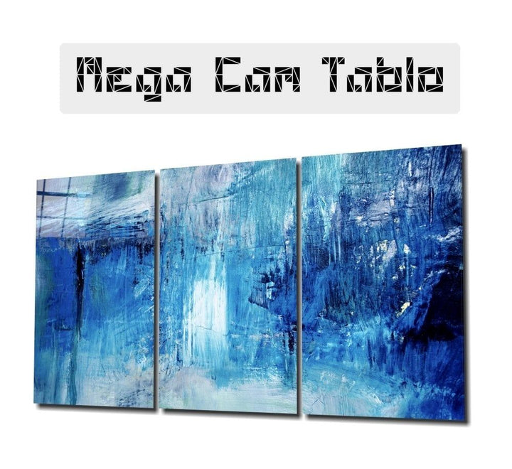 Soyut Mavi Mega Cam Tablo