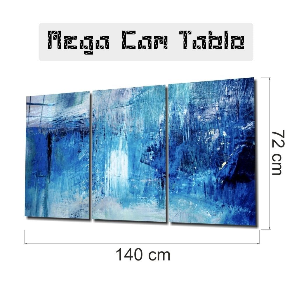 Soyut Mavi Mega Cam Tablo