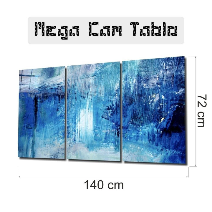 Soyut Mavi Mega Cam Tablo