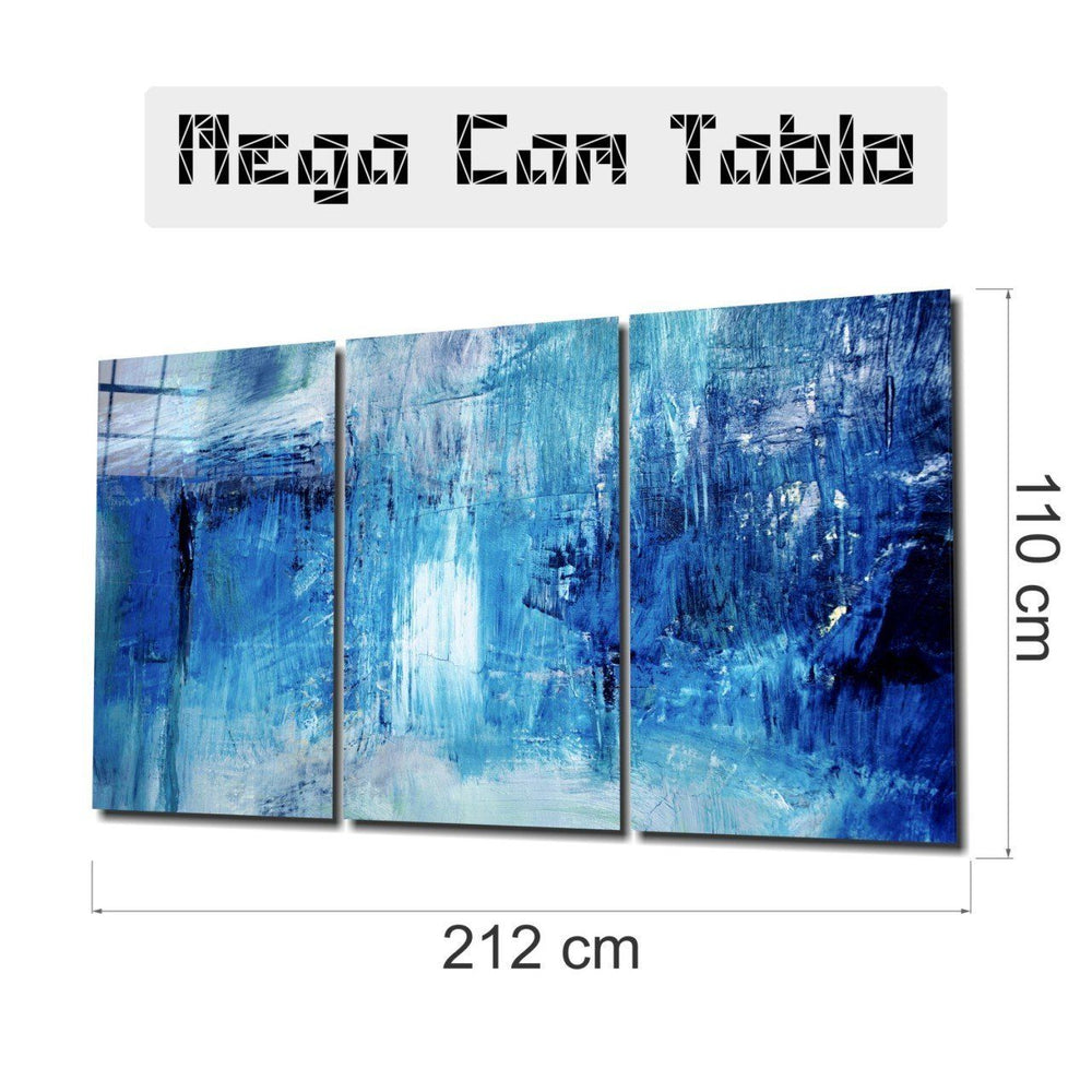 Soyut Mavi Mega Cam Tablo
