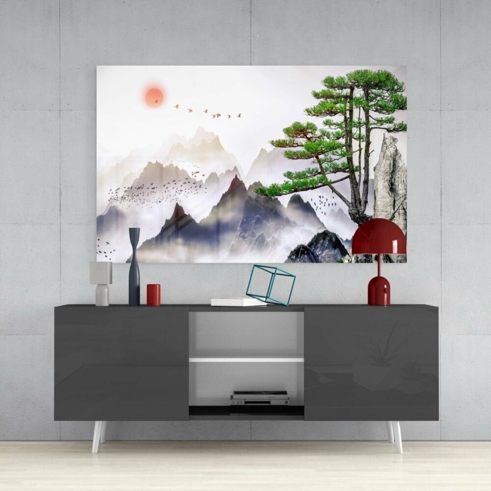 Soyut Orman Cam Tablo