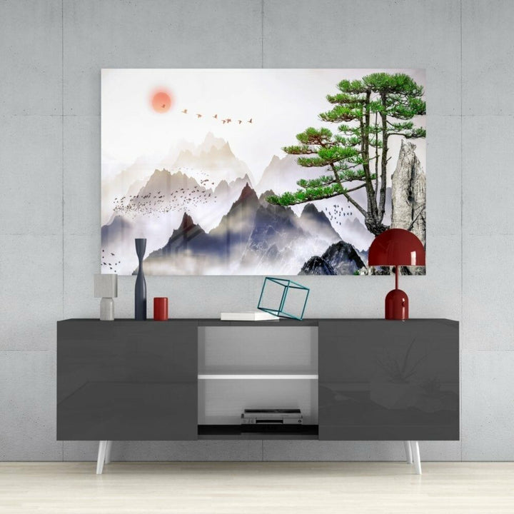 Soyut Orman Cam Tablo