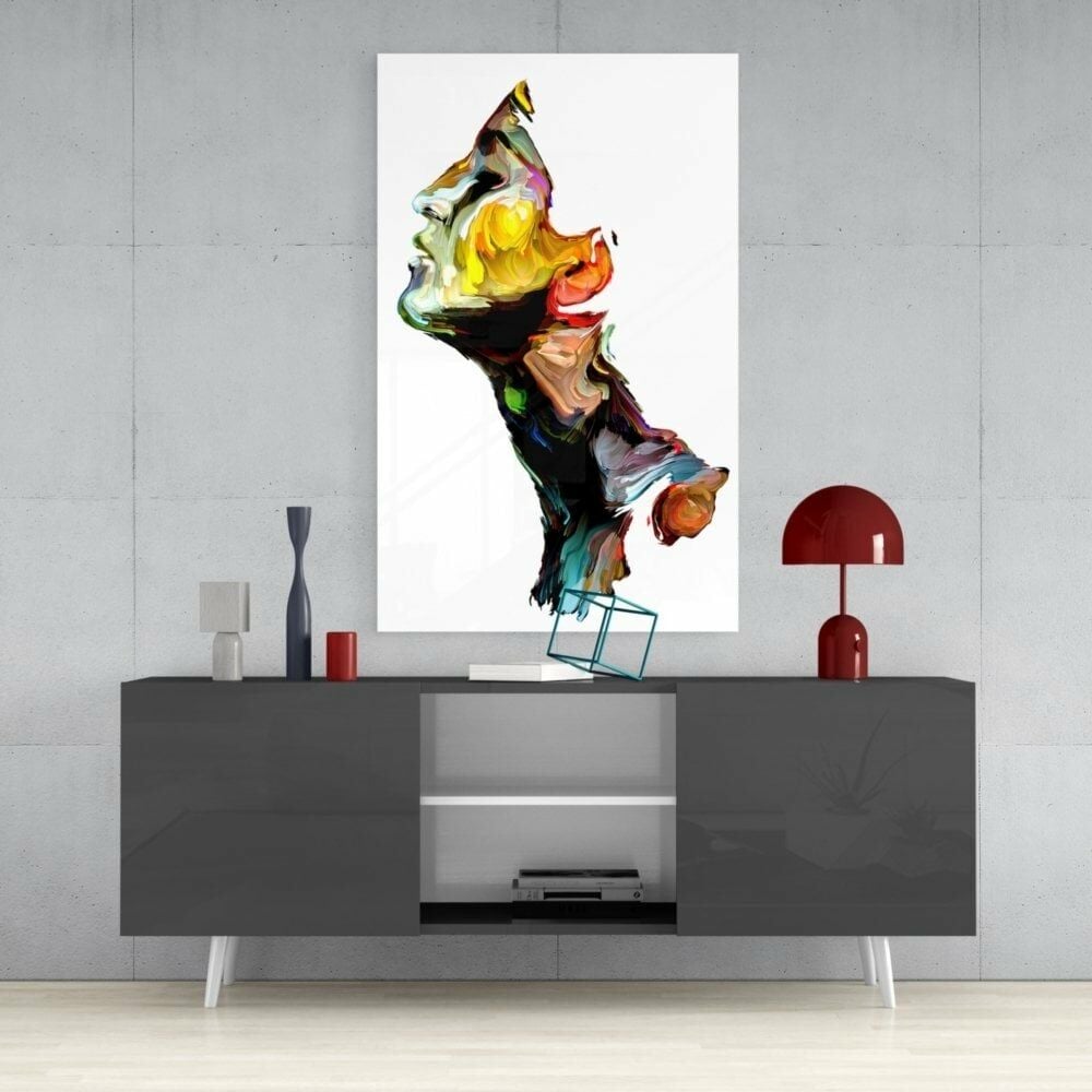 Soyut Portre Cam Tablo