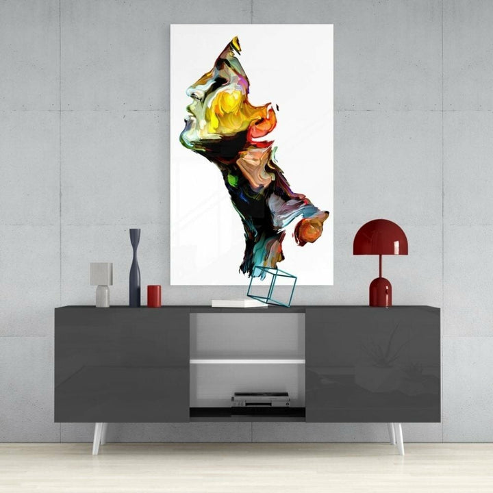 Soyut Portre Cam Tablo