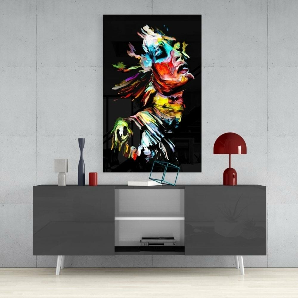 Soyut Portre Cam Tablo