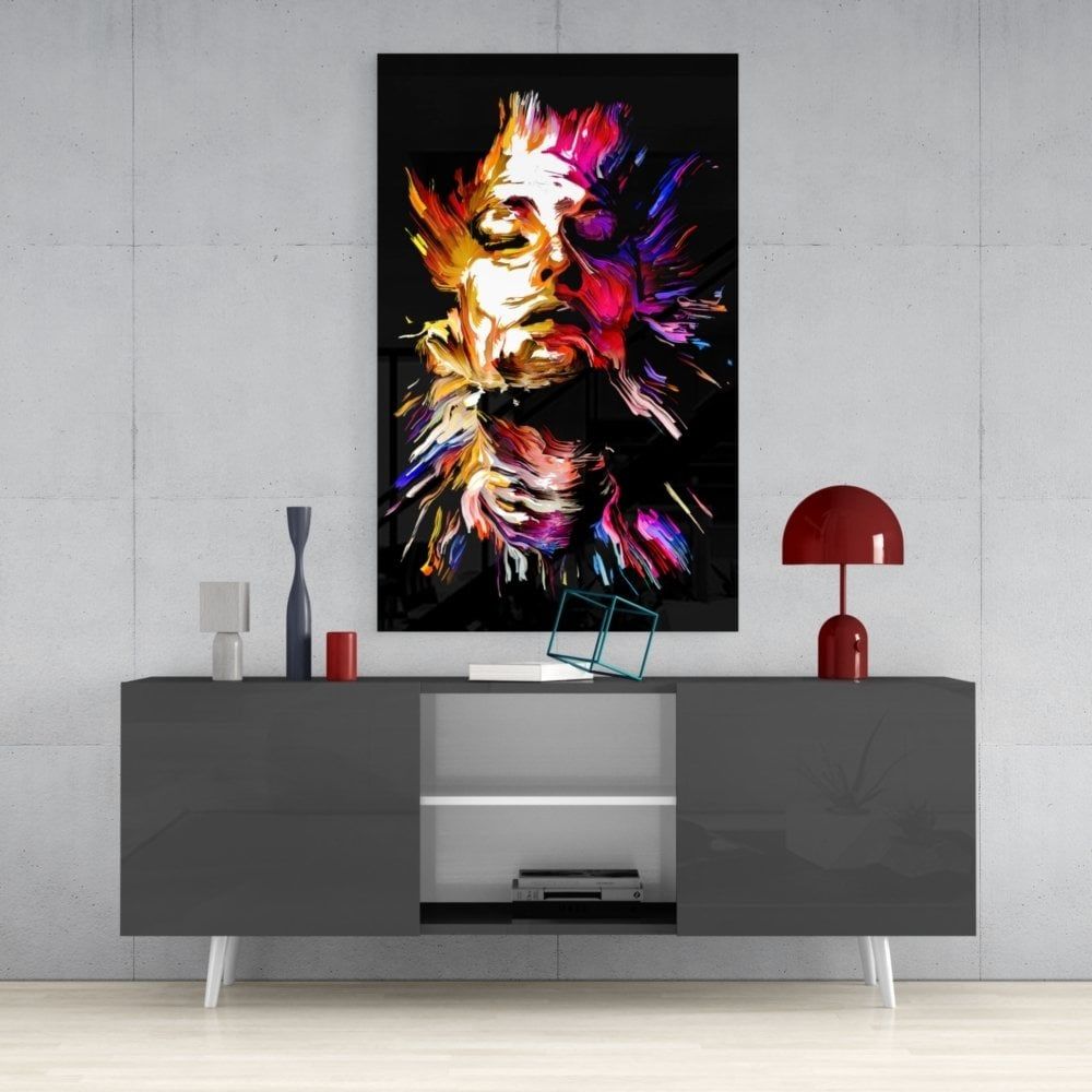 Soyut Portre Cam Tablo