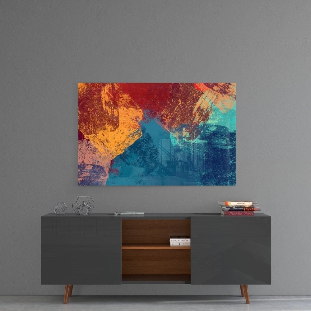 Soyut Renkler Cam Tablo