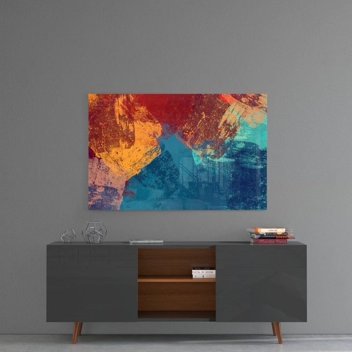 Soyut Renkler Cam Tablo