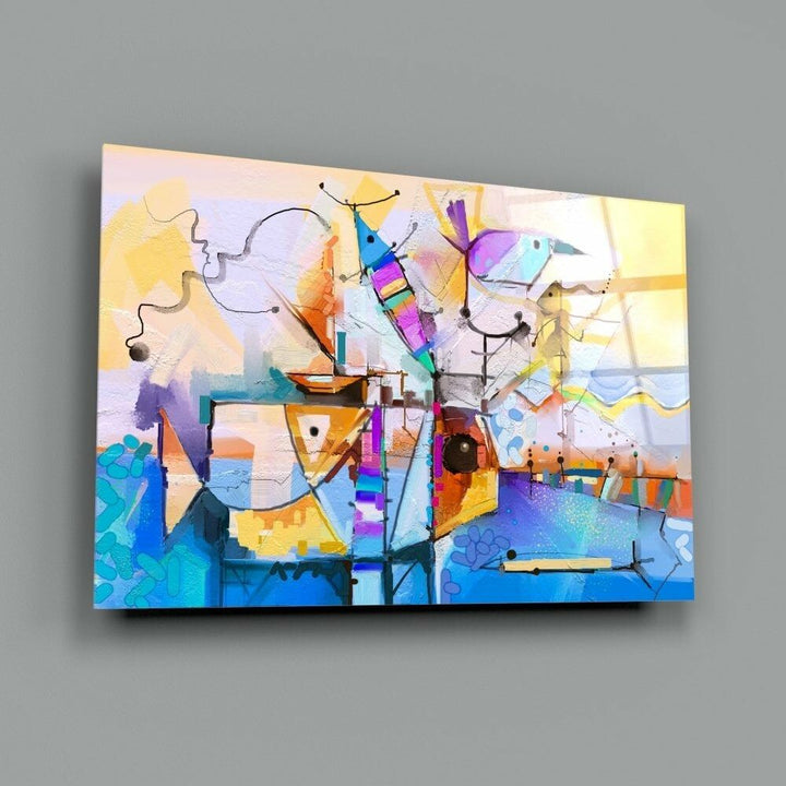 Soyut Renkler Cam Tablo