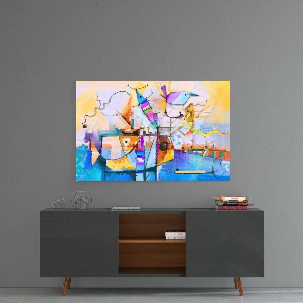 Soyut Renkler Cam Tablo
