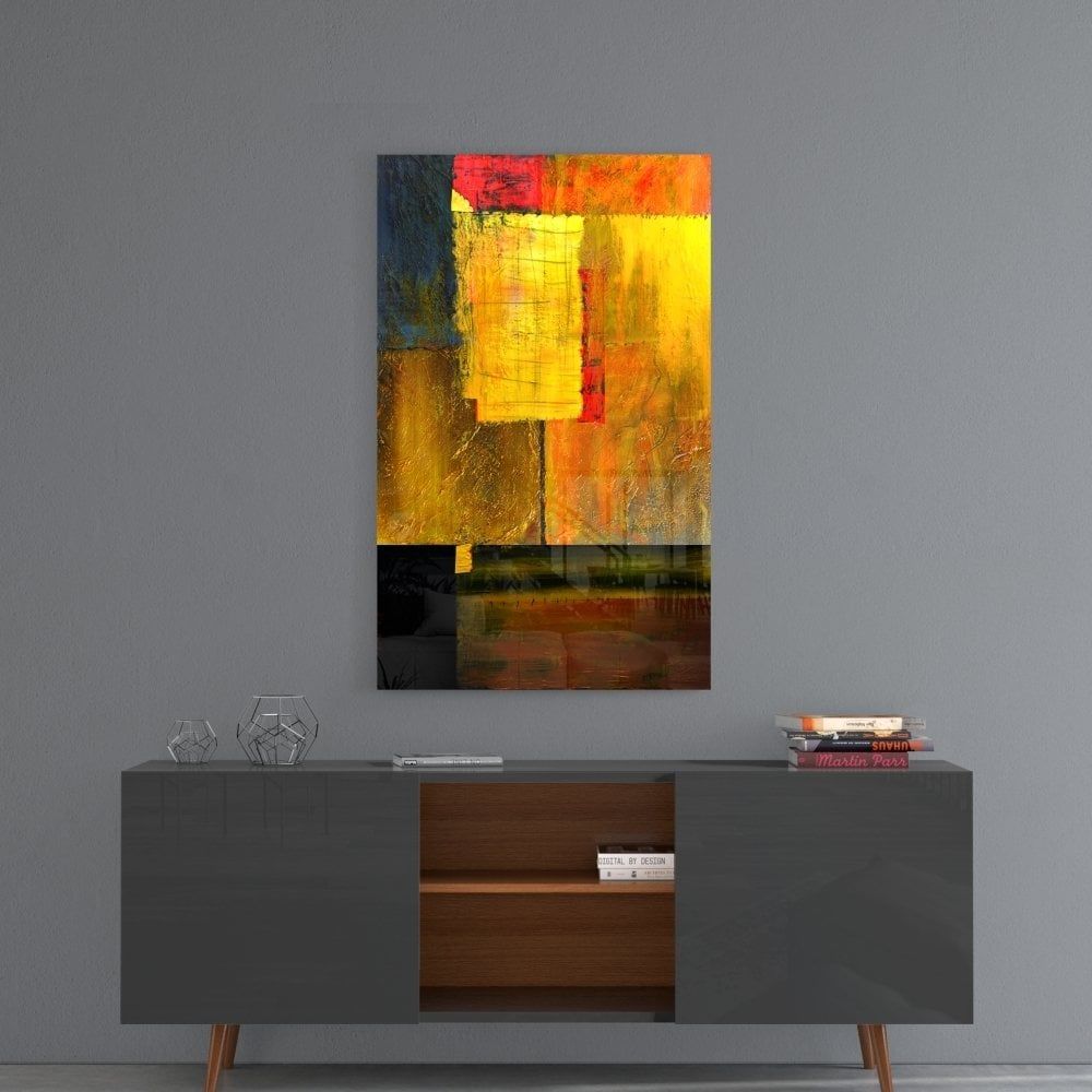 Soyut Renkler Cam Tablo