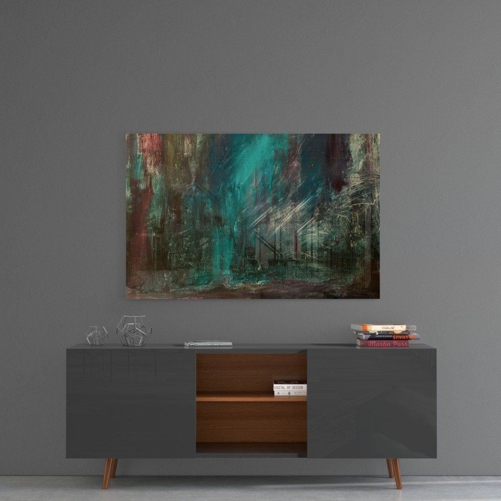 Soyut Renkler Cam Tablo