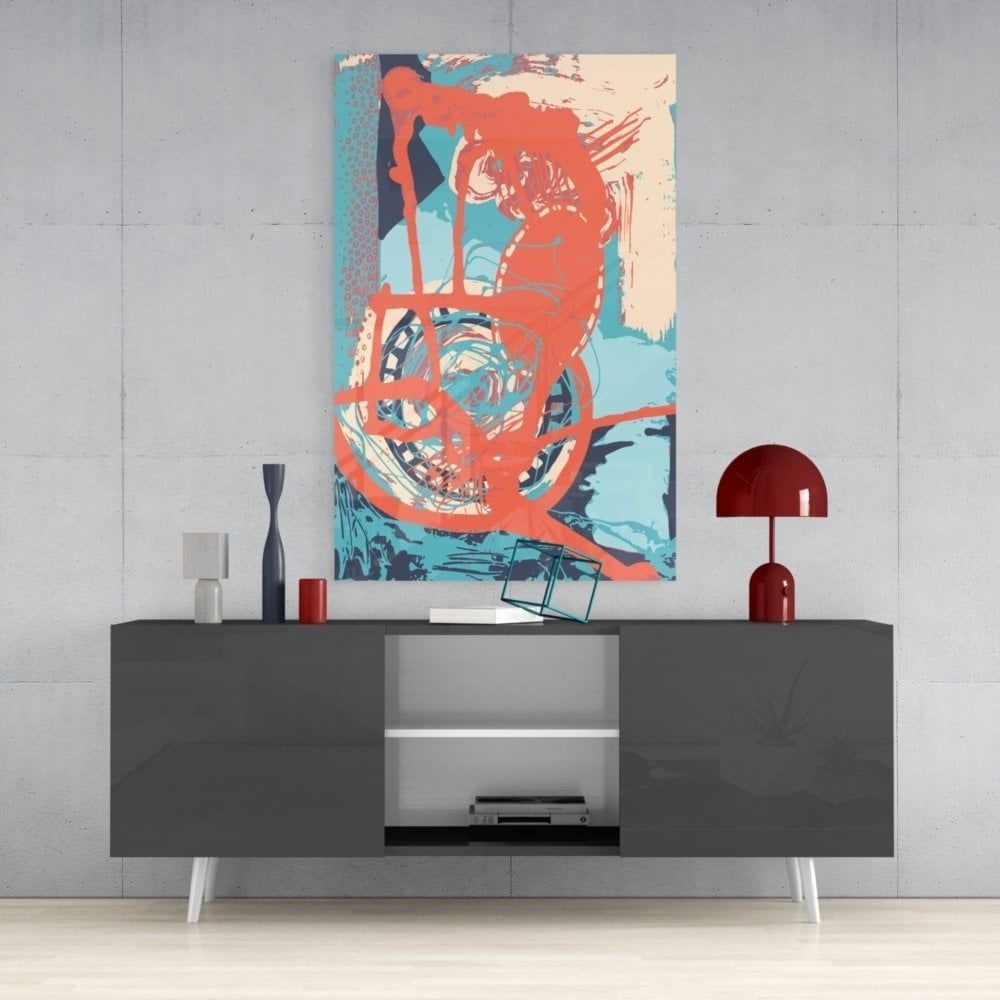 Soyut Renkler Cam Tablo