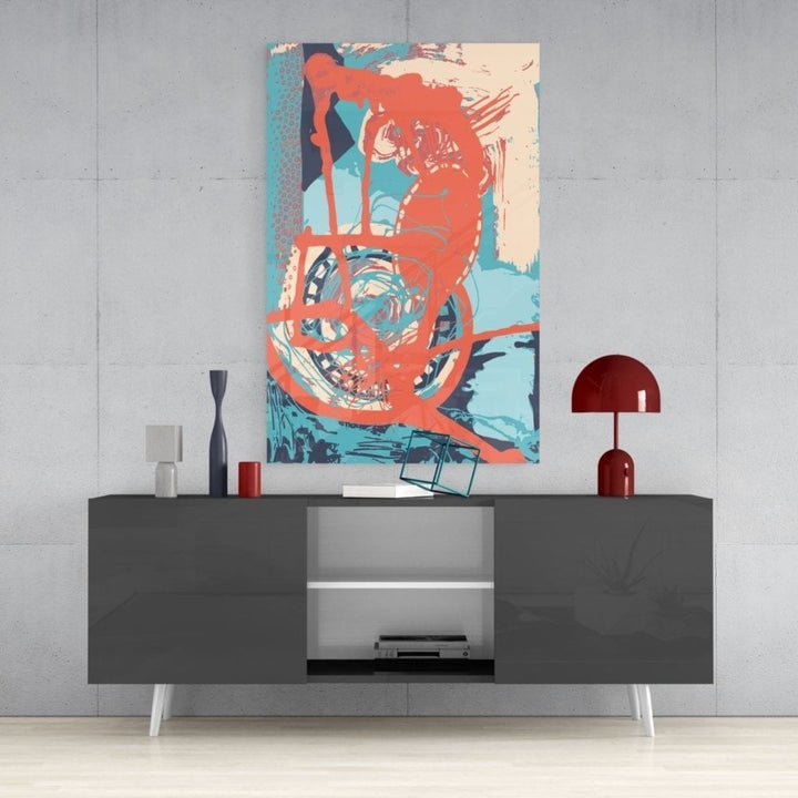 Soyut Renkler Cam Tablo