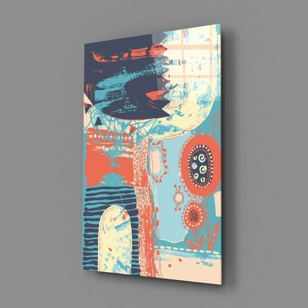 Soyut Renkler Cam Tablo