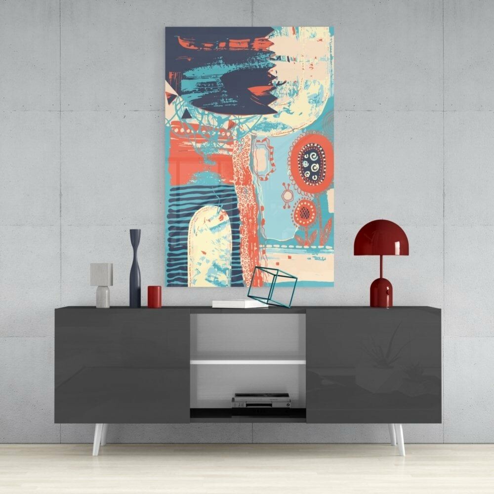 Soyut Renkler Cam Tablo