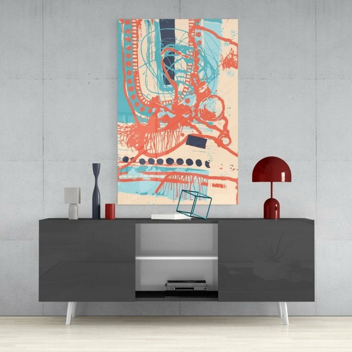 Soyut Renkler Cam Tablo