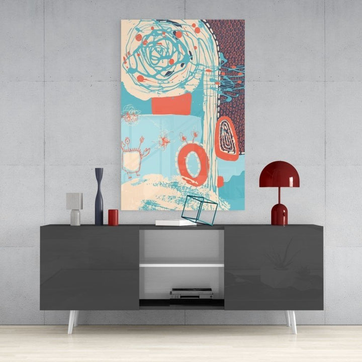 Soyut Renkler Cam Tablo