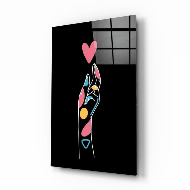 Soyut Renkli El Cam Tablo