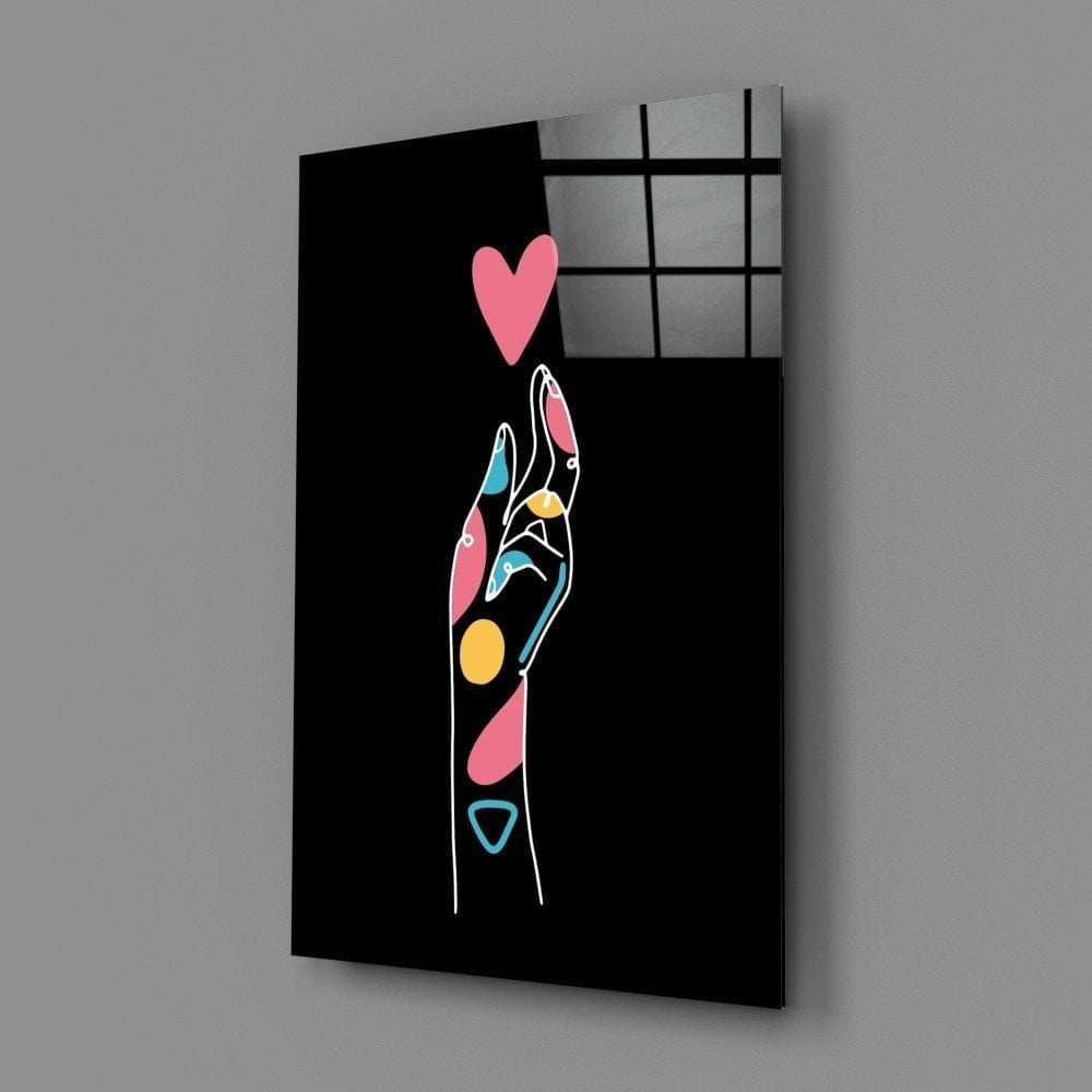 Soyut Renkli El Cam Tablo