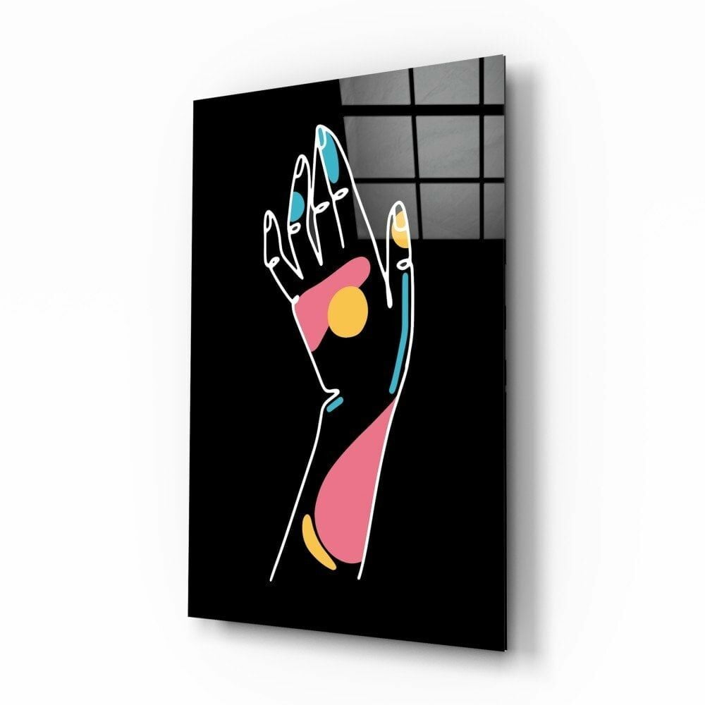 Soyut Renkli El Cam Tablo