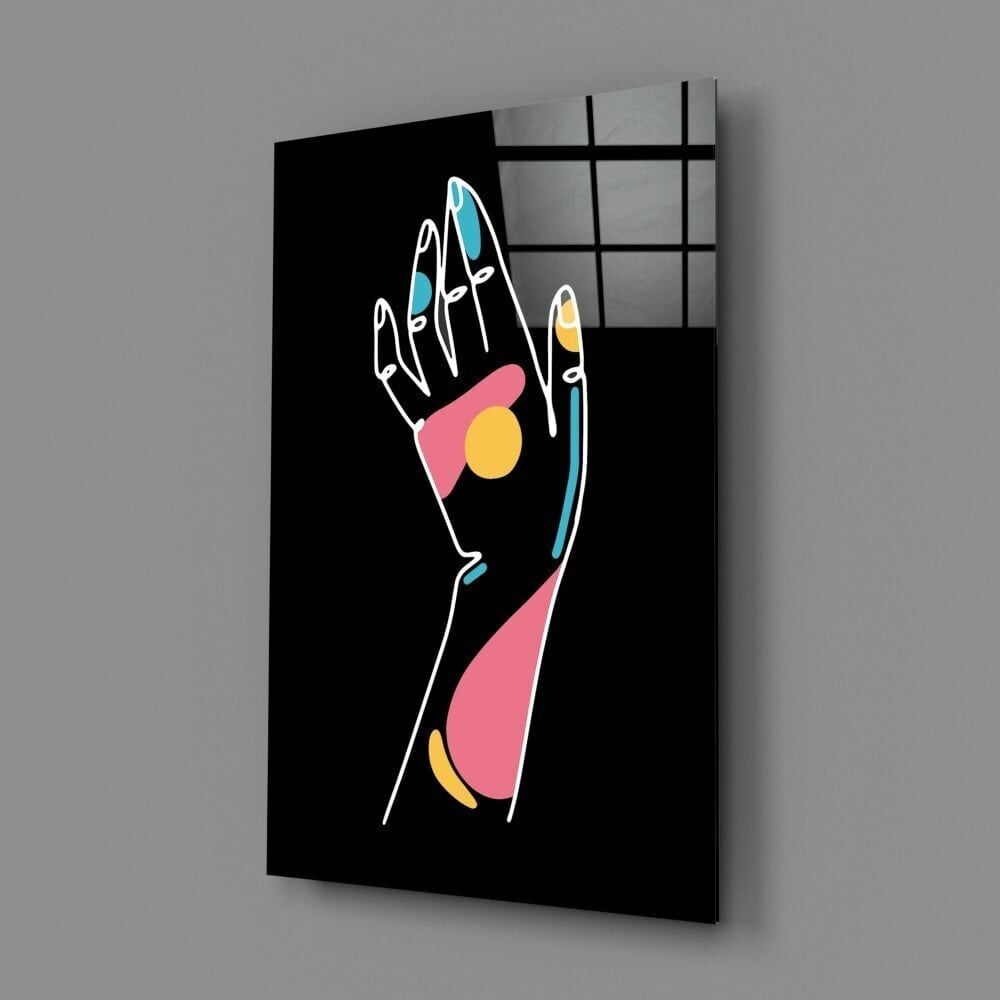 Soyut Renkli El Cam Tablo