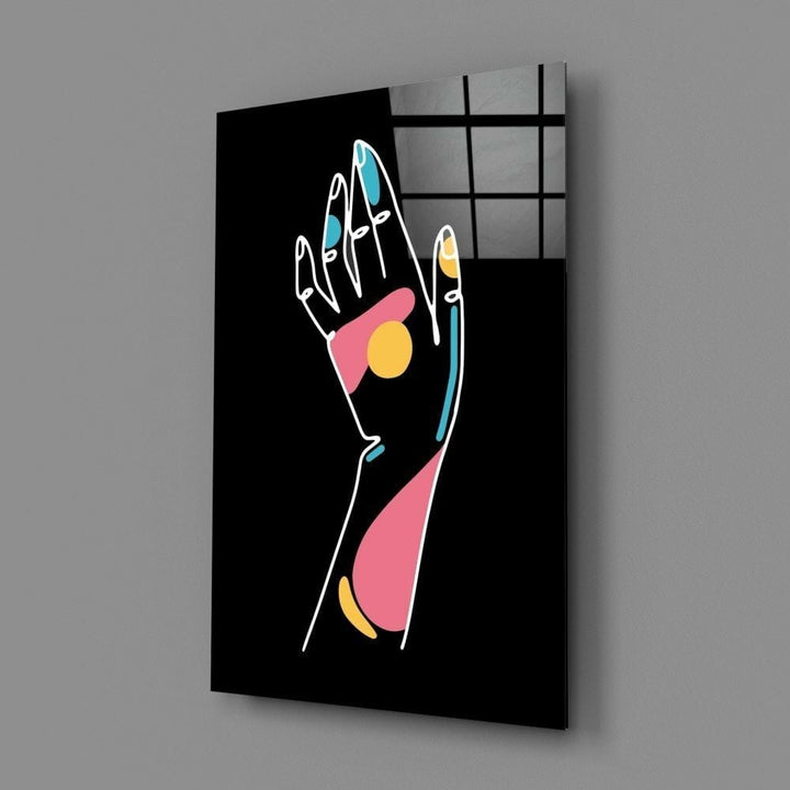 Soyut Renkli El Cam Tablo