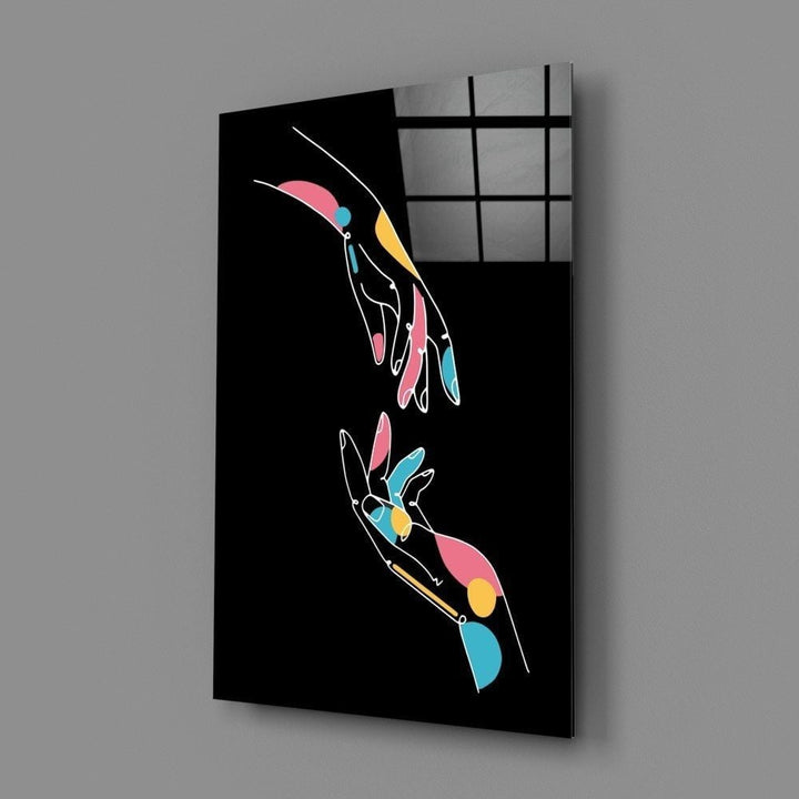 Soyut Renkli Eller Cam Tablo