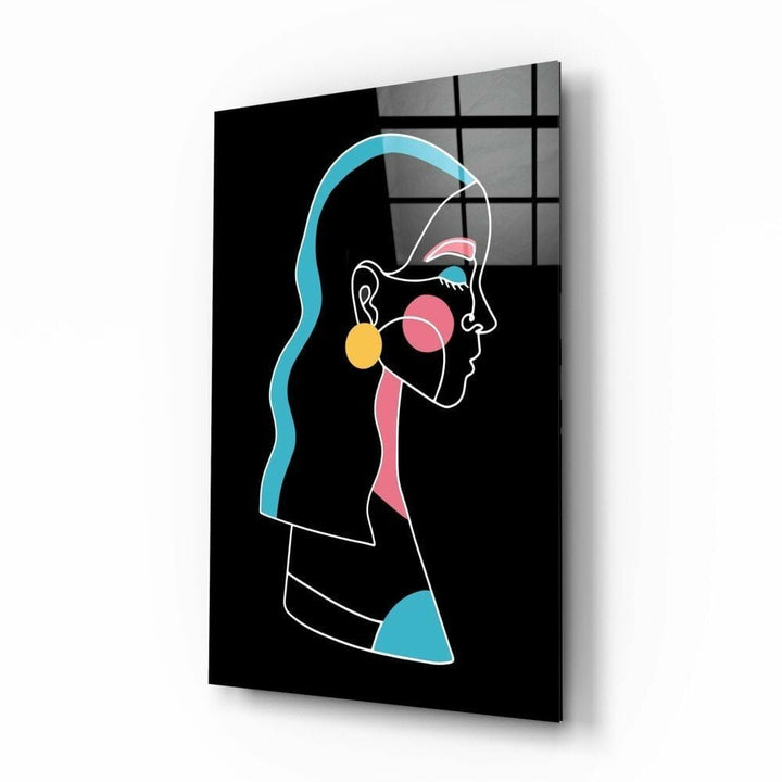 Soyut Renkli Portre Cam Tablo