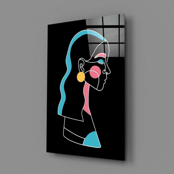 Soyut Renkli Portre Cam Tablo