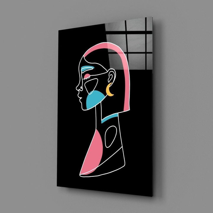 Soyut Renkli Portre Cam Tablo