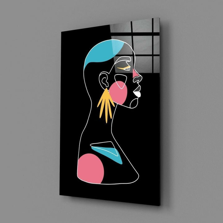 Soyut Renkli Portre Cam Tablo