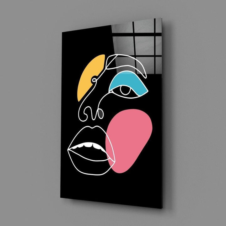 Soyut Renkli Yüz Cam Tablo