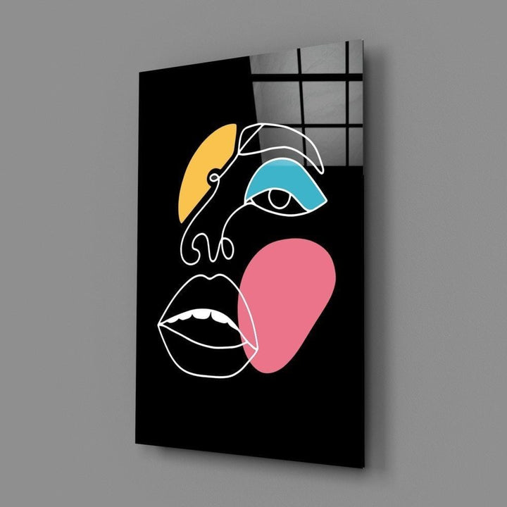 Soyut Renkli Yüz Cam Tablo