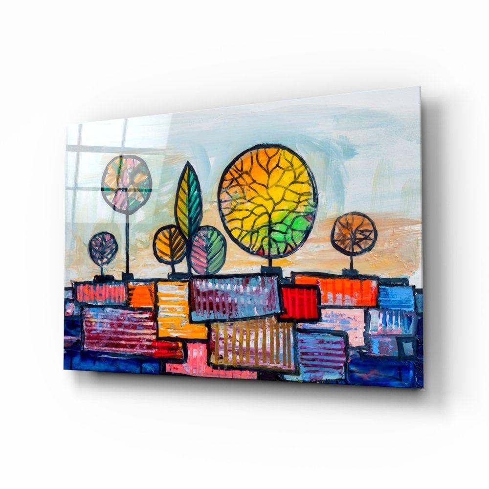 Soyut Şehir Cam Tablo