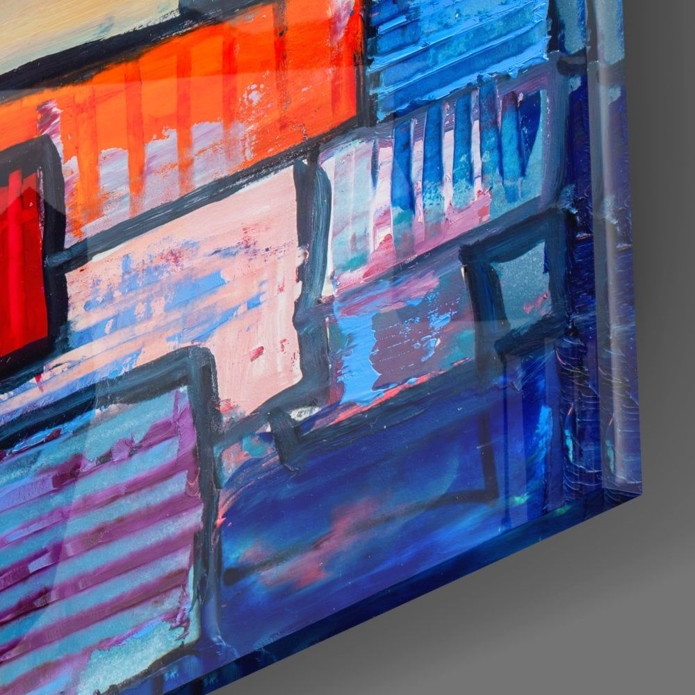 Soyut Şehir Cam Tablo