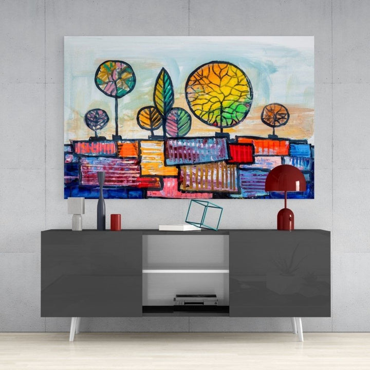 Soyut Şehir Cam Tablo