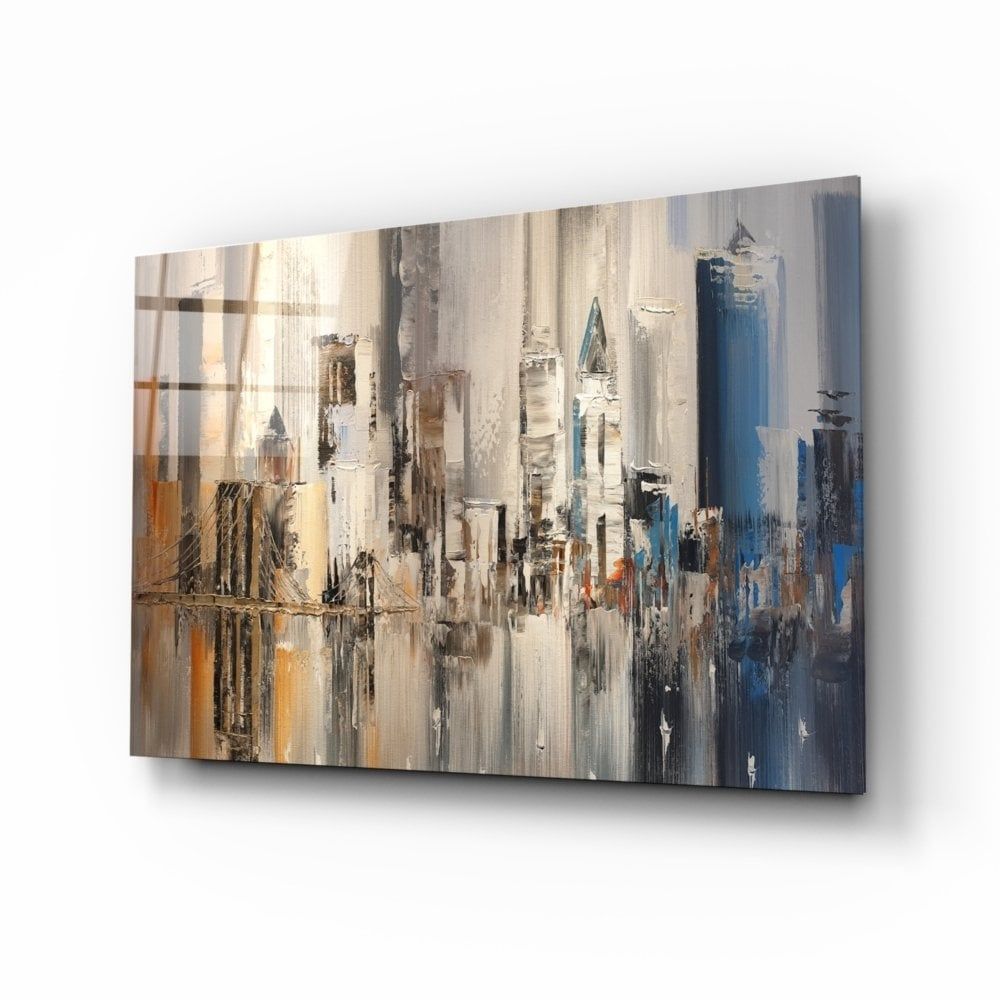 Soyut Şehir Cam Tablo