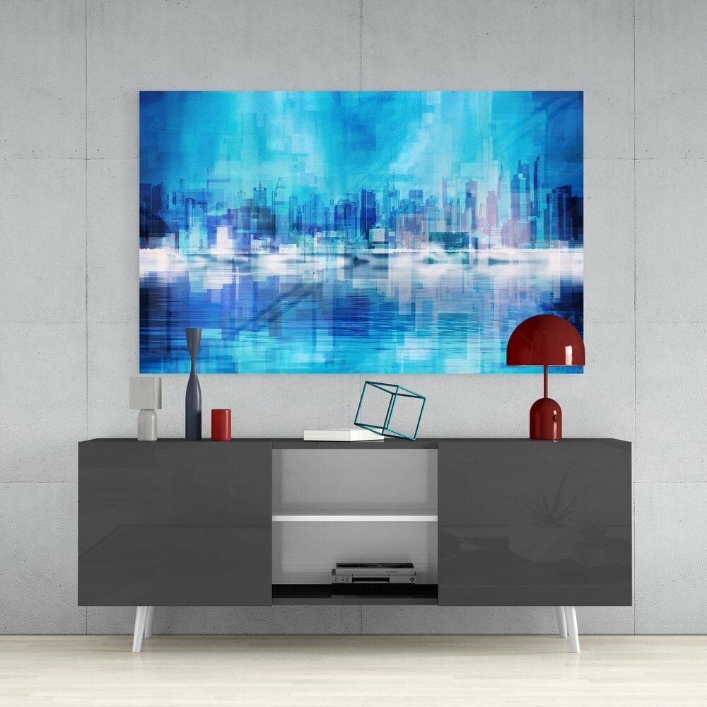 Soyut Şehir Cam Tablo